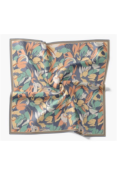 Soft Eşarp Painterly Floral İndigo