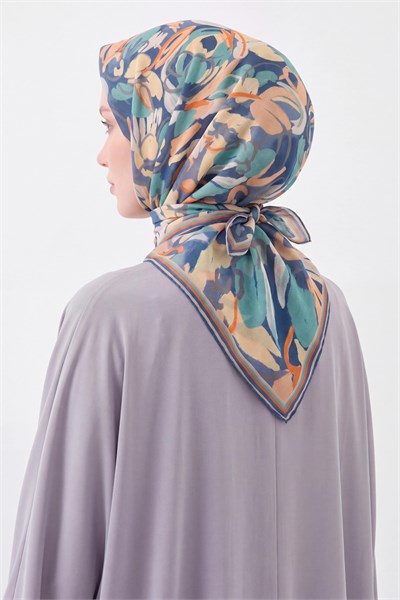 Soft Eşarp Painterly Floral İndigo