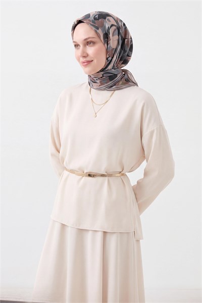 Soft Eşarp Painterly Floral Koyu Gri