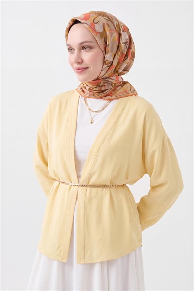 Soft Eşarp Painterly Floral Koyu Hardal