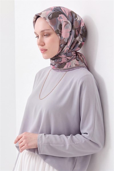 Soft Eşarp Painterly Floral Mavi Gri