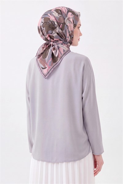 Soft Eşarp Painterly Floral Mavi Gri