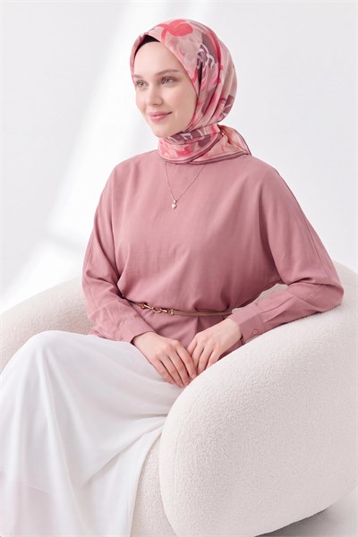 Soft Eşarp Painterly Floral Pembe