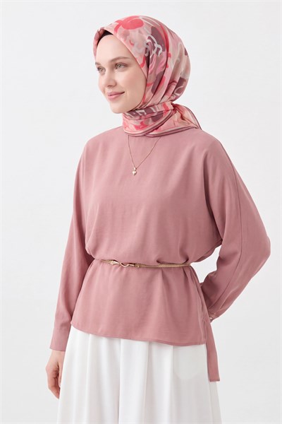 Soft Eşarp Painterly Floral Pembe