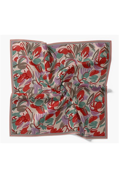 Soft Eşarp Painterly Floral Turkuaz