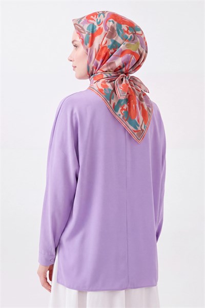 Soft Eşarp Painterly Floral Turkuaz