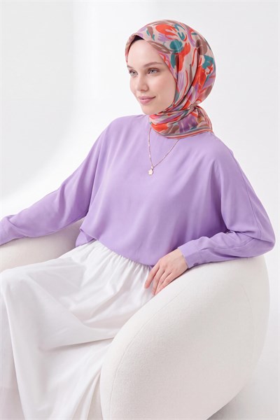 Soft Eşarp Painterly Floral Turkuaz