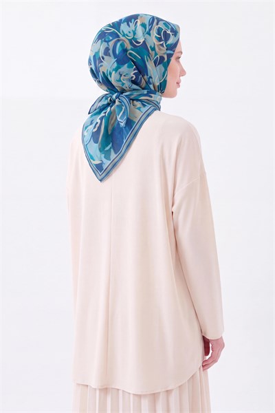 Soft Eşarp Painterly Floral Turkuaz