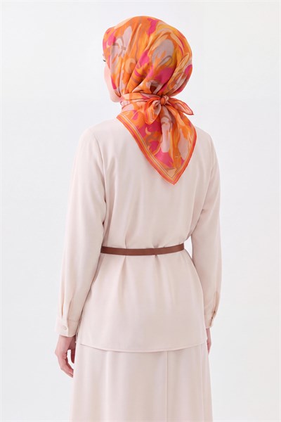 Soft Eşarp Painterly Floral Turuncu