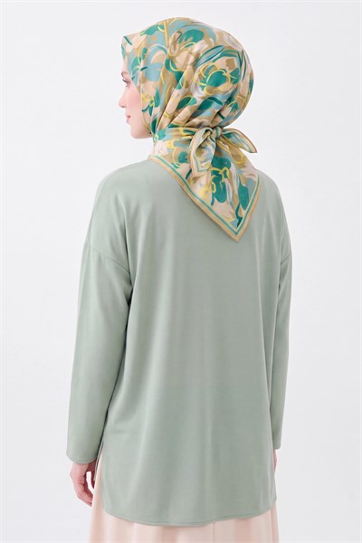 Soft Eşarp Painterly Floral Yeşil