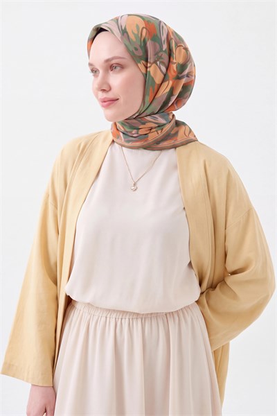 Soft Eşarp Painterly Floral Yeşil