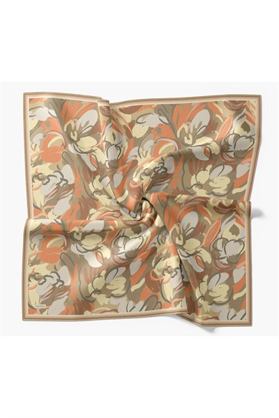 Soft Eşarp Painterly Floral Yeşil Bej