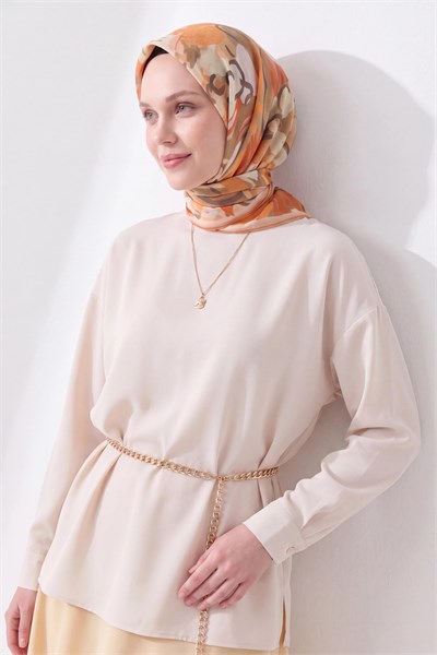 Soft Eşarp Painterly Floral Yeşil Bej
