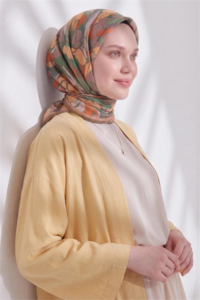Soft Eşarp Painterly Floral Yeşil