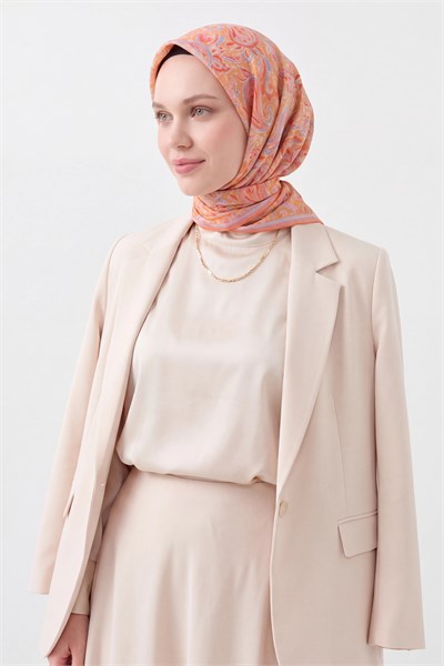 Soft Eşarp Paisley Açık Turuncu