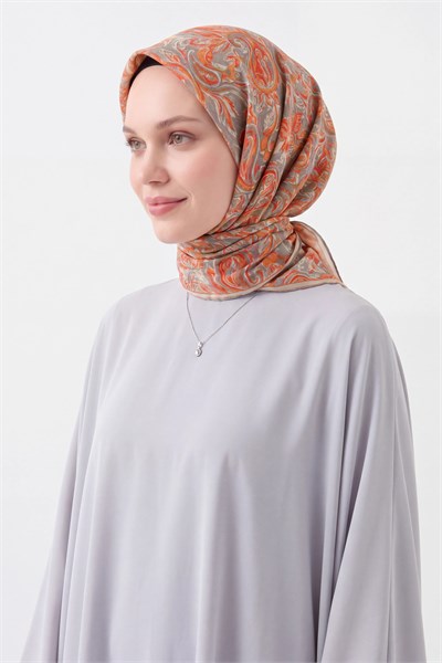 Soft Eşarp Paisley Koyu Gri