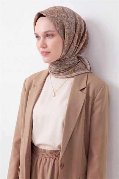 Soft Eşarp Paisley Sütlü Kahve