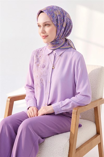 Soft Eşarp Pixel Ethnic Lila