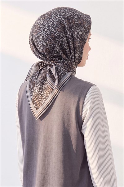 Soft Eşarp Pixel Ethnic Siyah