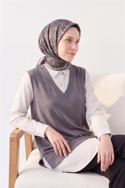 Soft Eşarp Pixel Ethnic Siyah
