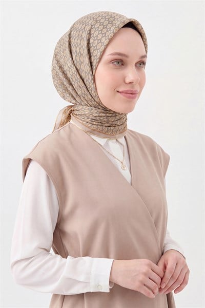 Soft Eşarp Retro Geometrik Açık Sarı
