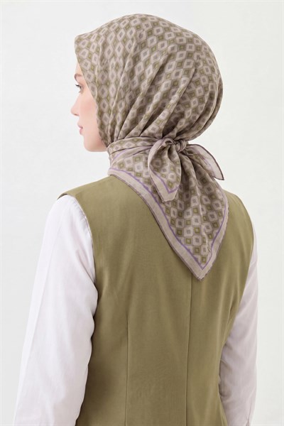 Soft Eşarp Retro Geometrik Lila