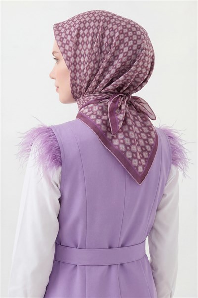 Soft Eşarp Retro Geometrik Mürdüm