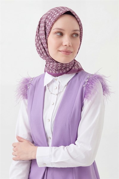 Soft Eşarp Retro Geometrik Mürdüm