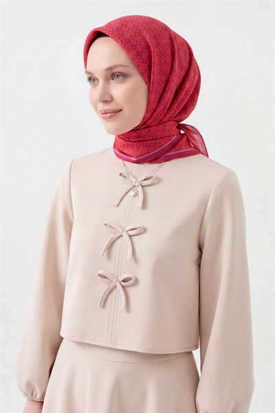 Soft Eşarp Retro Geometrik Turuncu