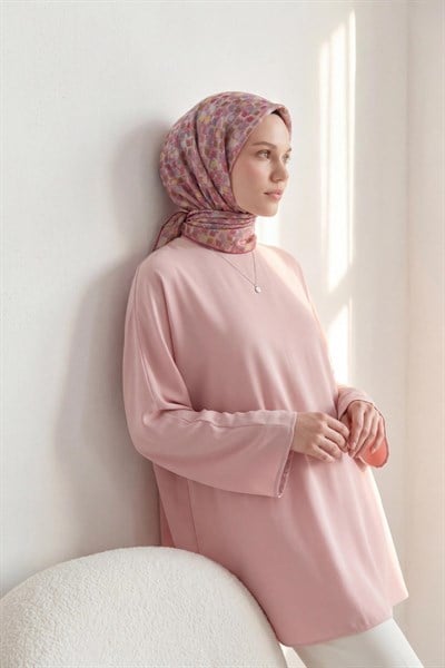 Soft Eşarp Retro Mozaik Pembe 90x90
