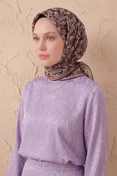 Soft Eşarp Şal Motif Mocha Mousse 90x90