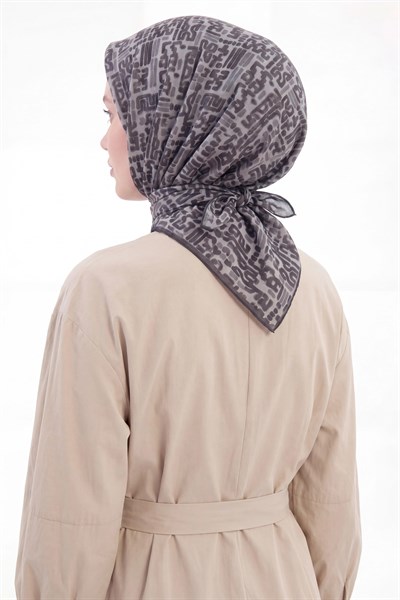 Soft Eşarp Soyut Koyu Gri