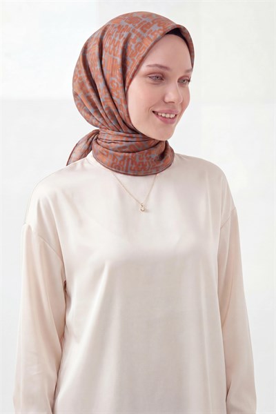 Soft Eşarp Soyut Koyu Turuncu