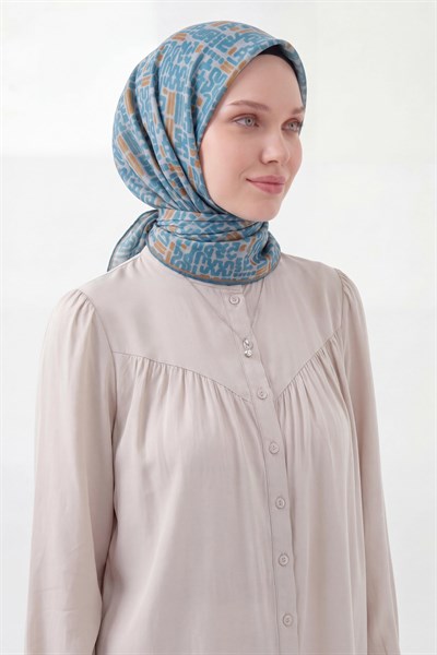 Soft Eşarp Soyut Mavi