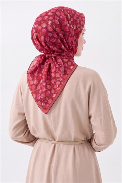 Soft Eşarp Vintage Floral Bordo