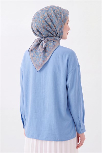 Soft Eşarp Vintage Floral Gök Mavisi