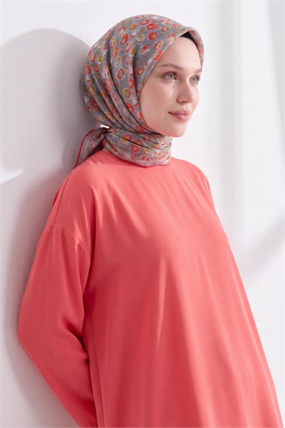 Soft Eşarp Vintage Floral Koyu Gri