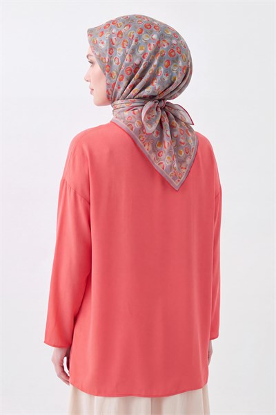 Soft Eşarp Vintage Floral Koyu Gri