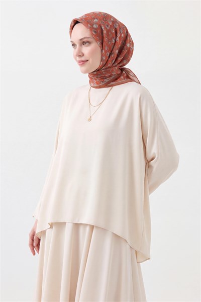 Soft Eşarp Vintage Floral Koyu Turuncu
