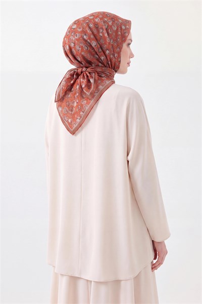 Soft Eşarp Vintage Floral Koyu Turuncu