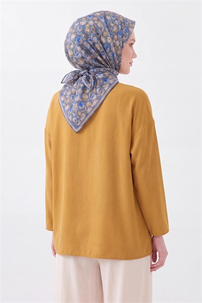Soft Eşarp Vintage Floral Mavi Gri
