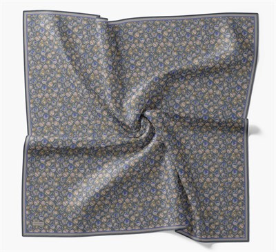 Soft Eşarp Vintage Floral Mavi Gri