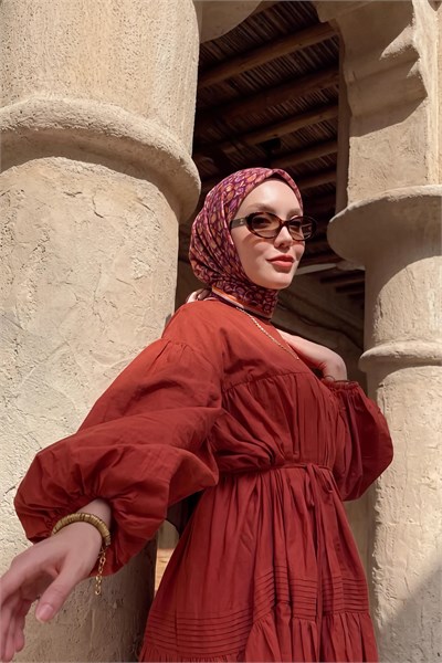 Soft Eşarp Vintage Floral Mürdüm