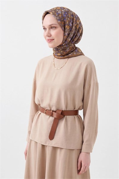 Soft Eşarp Vintage Floral Taba