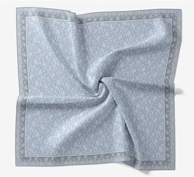 Soft Eşarp Yaprak Desen Bebe Mavi 90x90