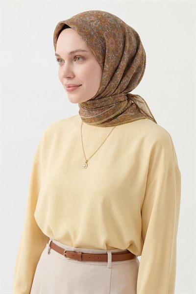 Soft Eşarp Yeşil Kahve 90x90