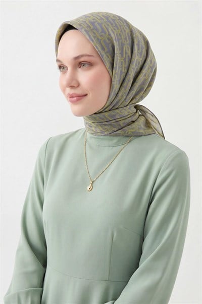 Soft Eşarp Zincir Desen Eflatun 90x90
