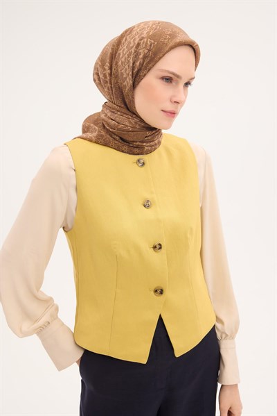 Tencel Monare Eşarp Osmanlı Desen Koyu Vizon 90X90
