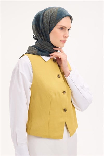 Tencel Monare Eşarp Osmanlı Desen Koyu Yeşil 90X90