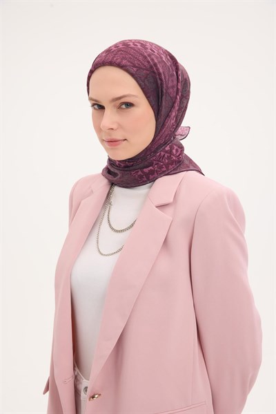 Tencel Monare Eşarp Osmanlı Desen Mürdüm 90X90